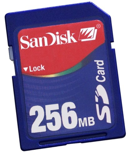  SanDisk's 256 MB Secure Digital (SD) memory card includes a 